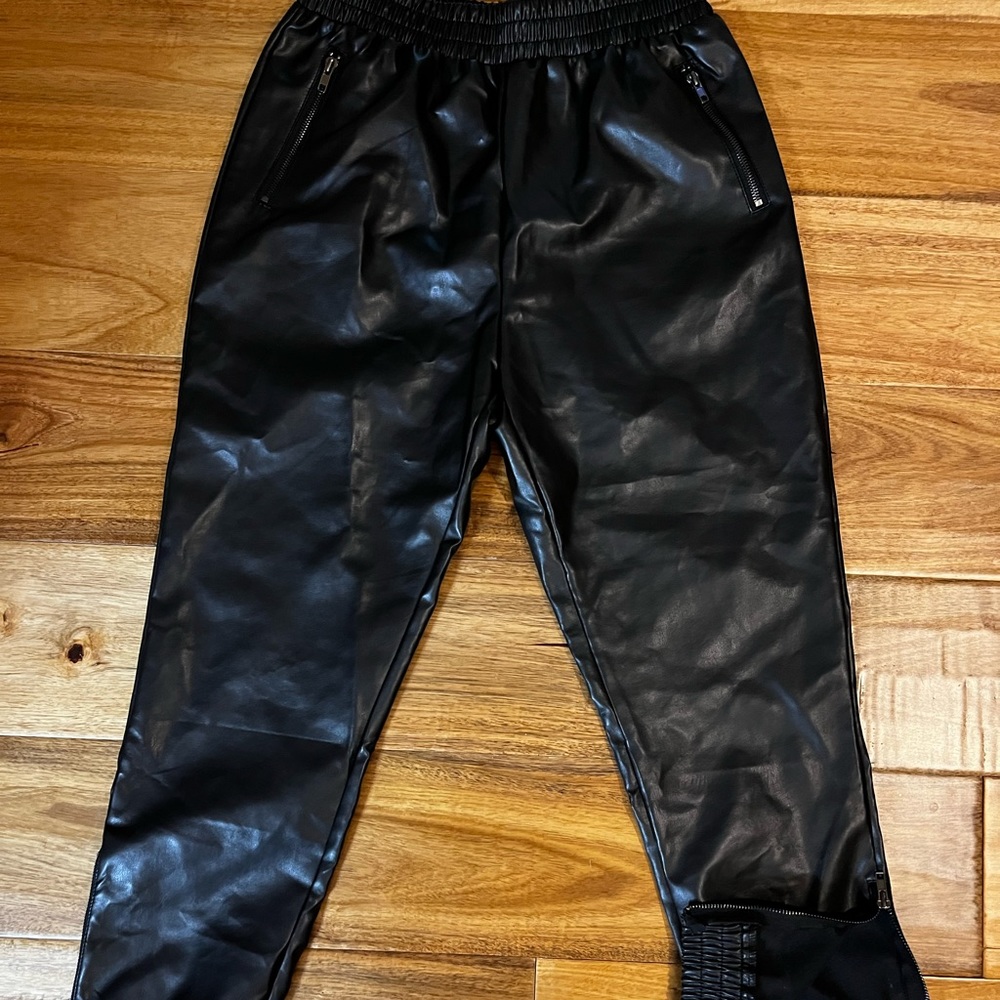 Faux leather joggers